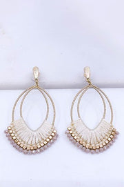 Beaded Thread Statement Earrings (Mauve)