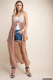 Net Laced Mocha Maxi Cardigan