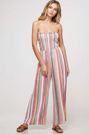 Spring It On Striped Strapless Jumpsuit