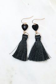 Heart Glass Tassel Earrings