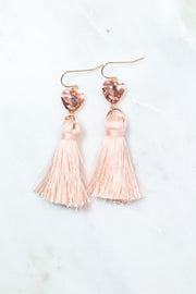 Heart Glass Tassel Earrings