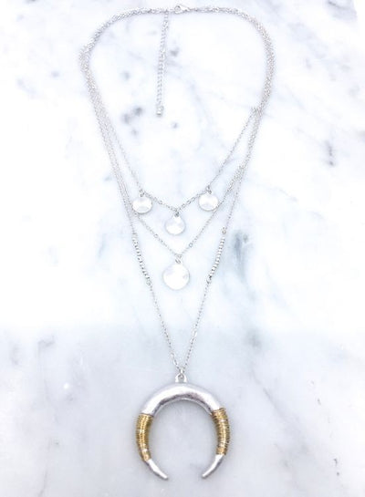 Silver Horn Layered Necklace