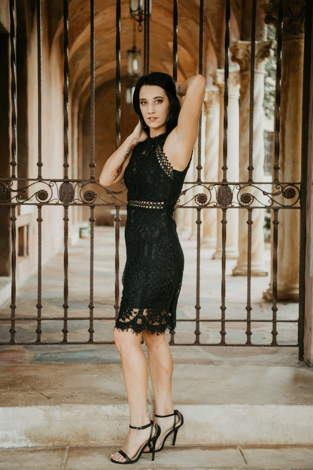 Kiss Me at Midnight Black Lace Dress