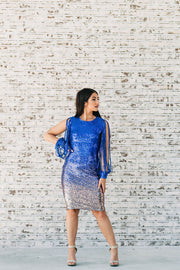 Pop the Champagne Ombre' Sequin Dress (Blue)