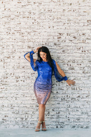 Pop the Champagne Ombre' Sequin Dress (Blue)