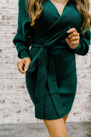 I Really Can't Stay Knitted Sweater Dress (Green)