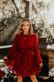 Jolly Red Mini Chiffon Dress