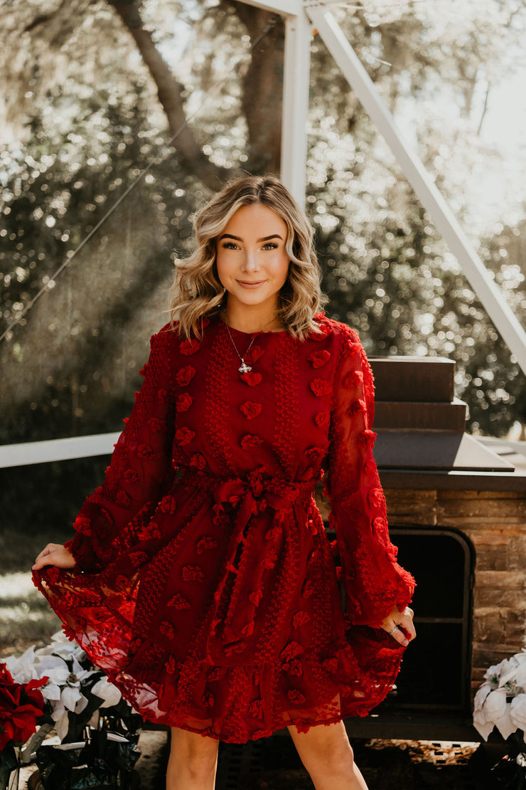 Jolly Red Mini Chiffon Dress