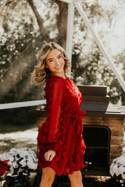 Jolly Red Mini Chiffon Dress