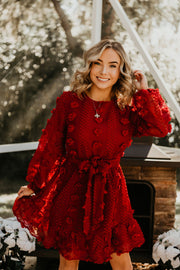 Jolly Red Mini Chiffon Dress