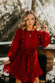 Jolly Red Mini Chiffon Dress