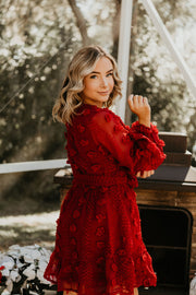 Jolly Red Mini Chiffon Dress