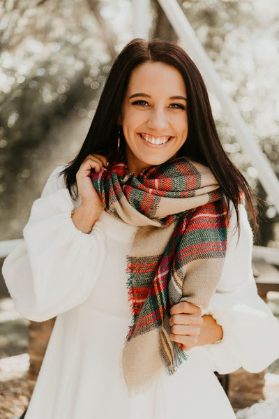 Baby it's Cold Outside Plaid Blanket Scarf