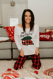 Merry Christmas Plaid Camper Tee