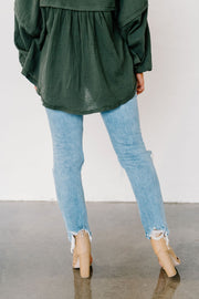 Olive You Christmas Balloon Sleeve Top (Olive)