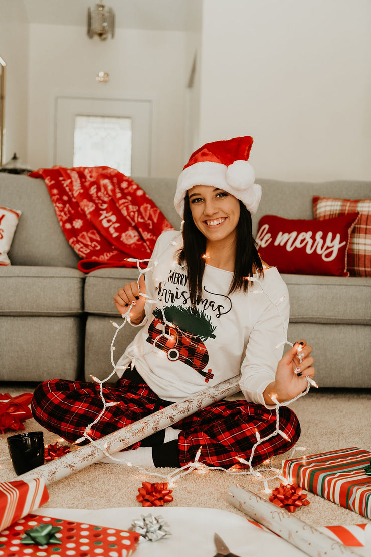 Merry Christmas Plaid Camper Tee