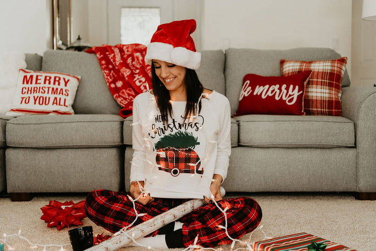 Merry Christmas Plaid Camper Tee