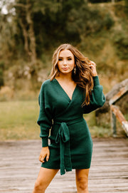 I Really Can't Stay Knitted Sweater Dress (Green)