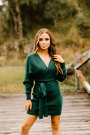 I Really Can't Stay Knitted Sweater Dress (Green)