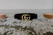 Faux Leather GG Buckle Belt