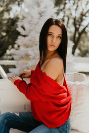 Merry Cherry Red Twist Back Sweater