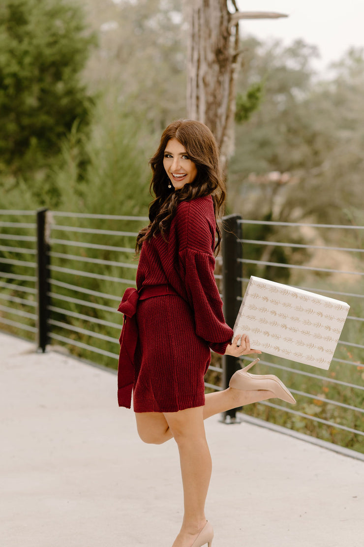 It's The Most Wonderful Sweater Dress (Burgundy)