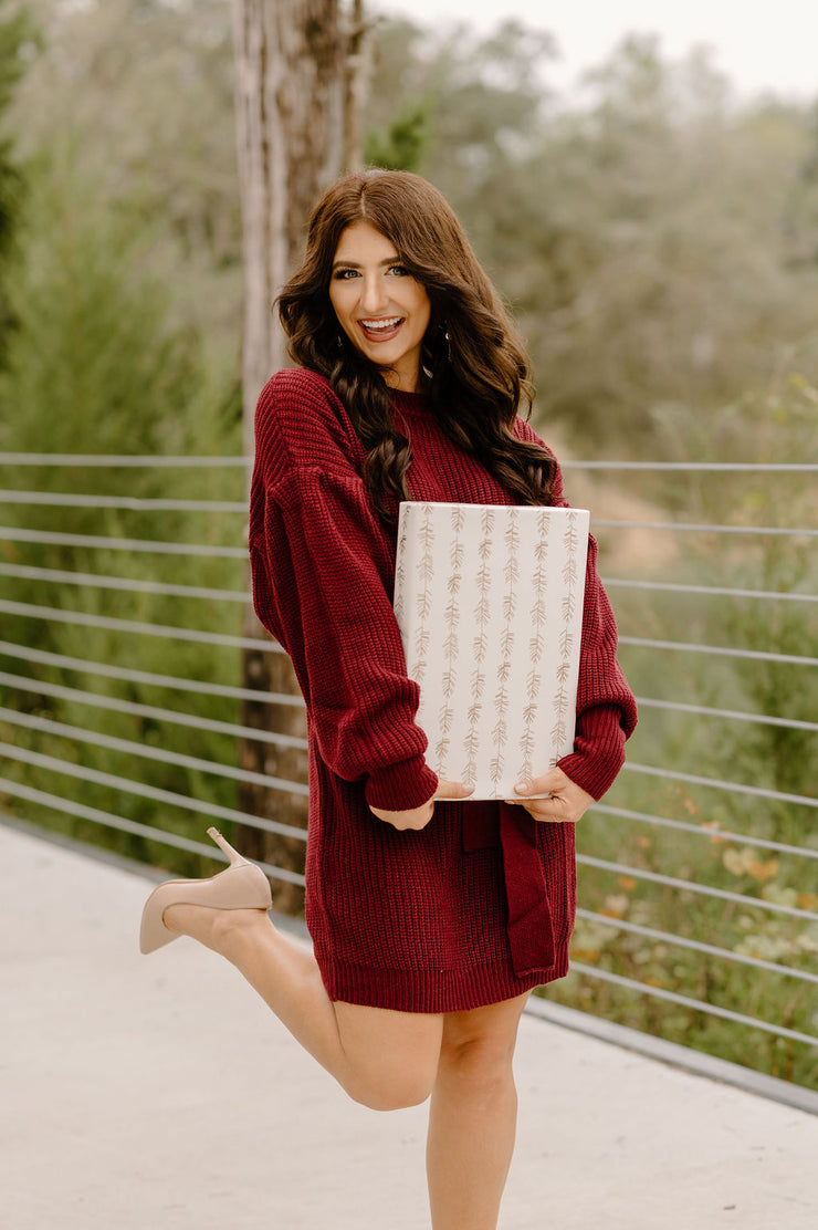 It's The Most Wonderful Sweater Dress (Burgundy)