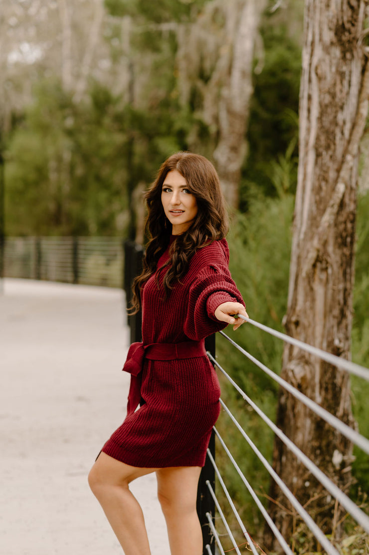 It's The Most Wonderful Sweater Dress (Burgundy)