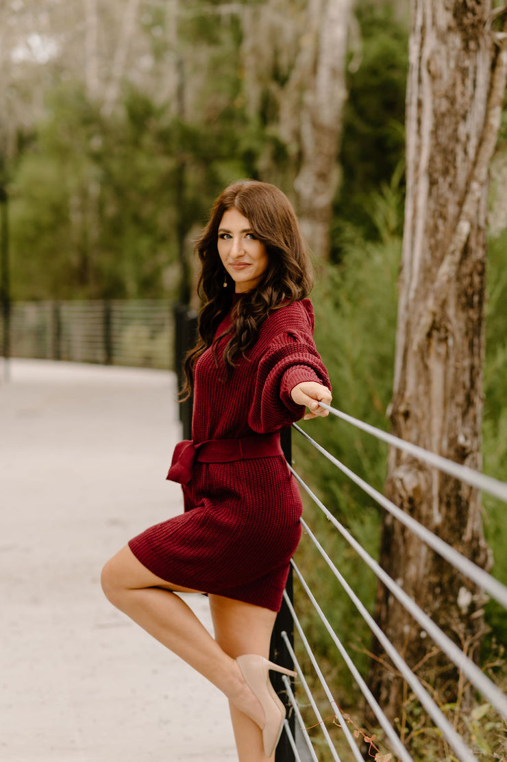 It's The Most Wonderful Sweater Dress (Burgundy)