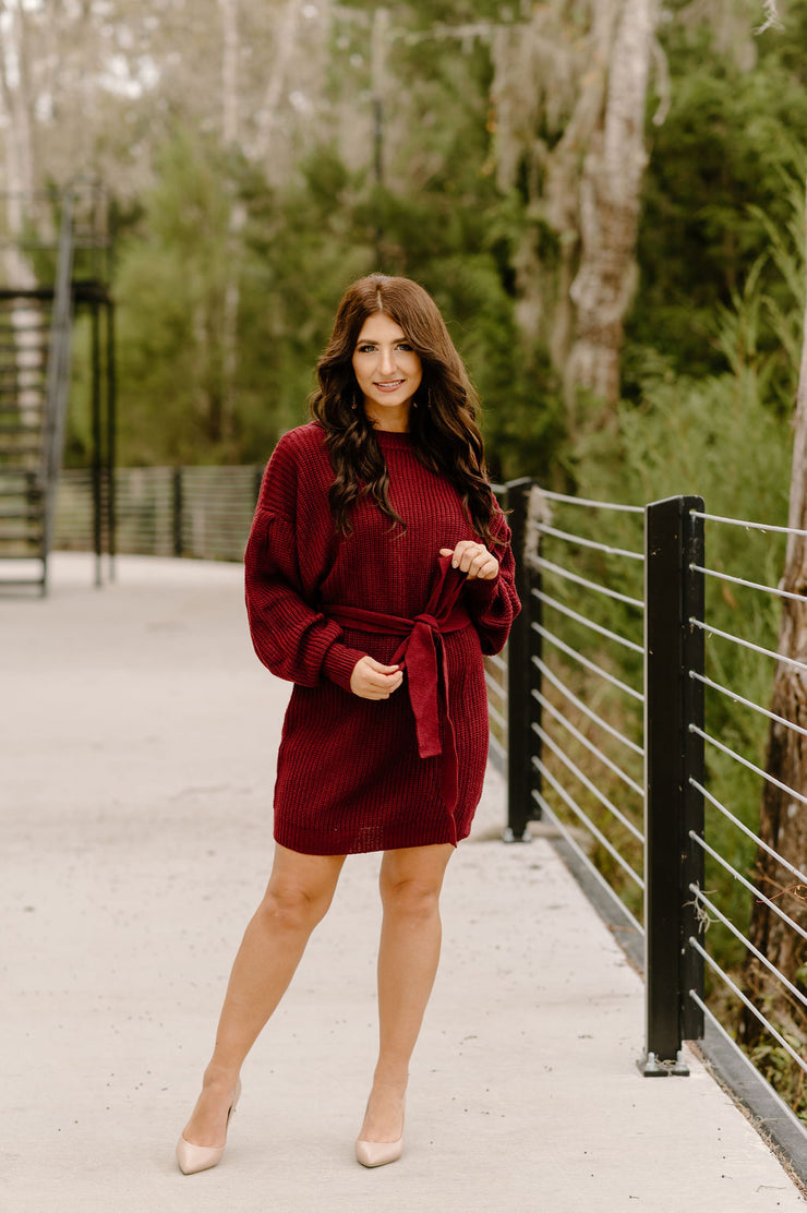 It's The Most Wonderful Sweater Dress (Burgundy)