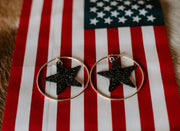 Sparkling Star Hoop Earrings ( Black Sparkles )