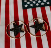 Sparkling Star Hoop Earrings ( Black Sparkles )