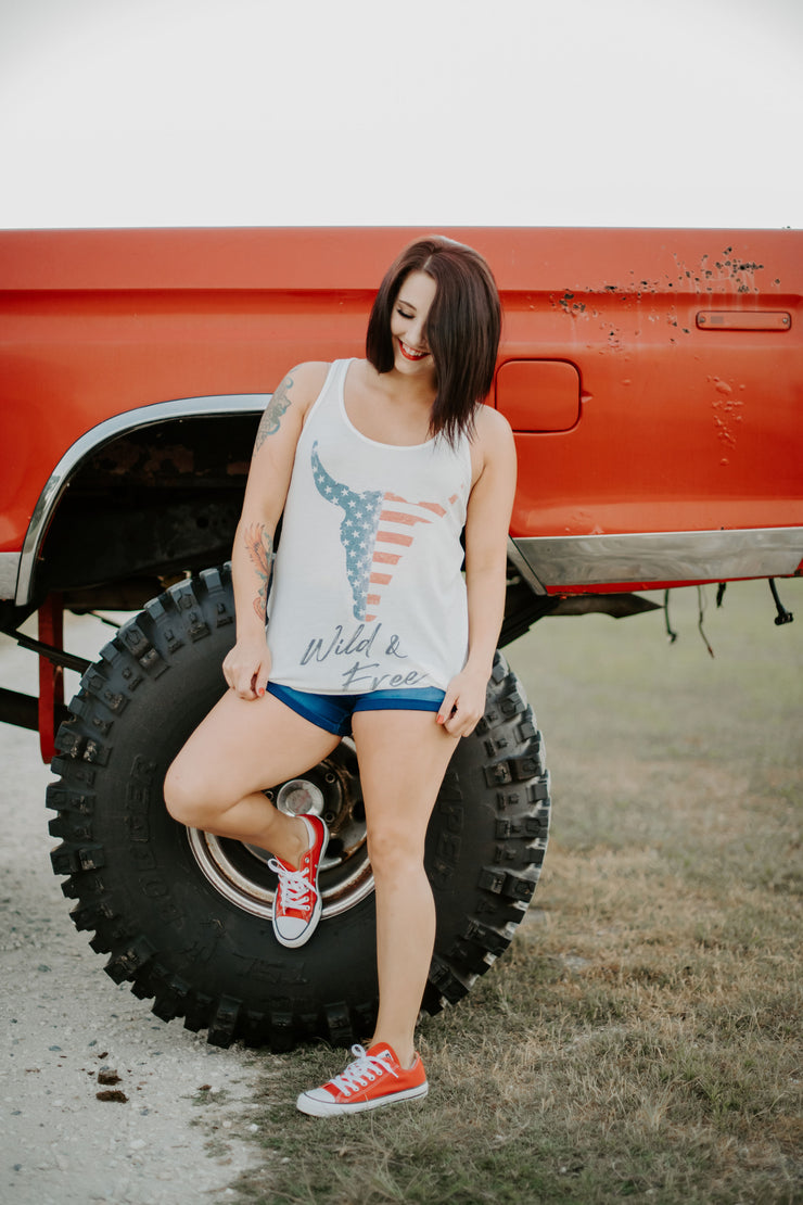 Wild and Free American Bull Skull Tank