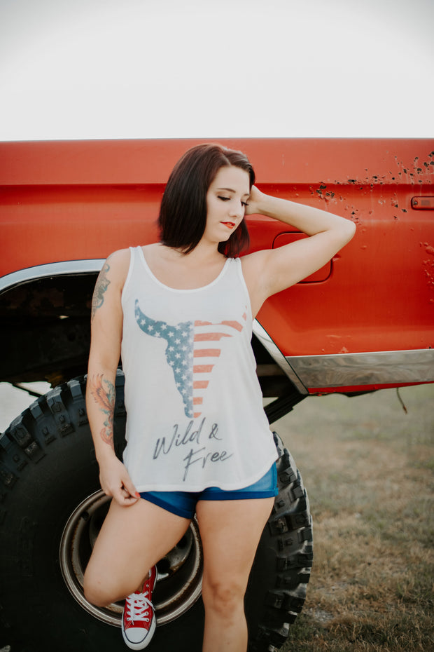 Wild and Free American Bull Skull Tank