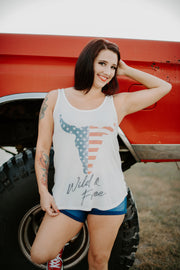 Wild and Free American Bull Skull Tank