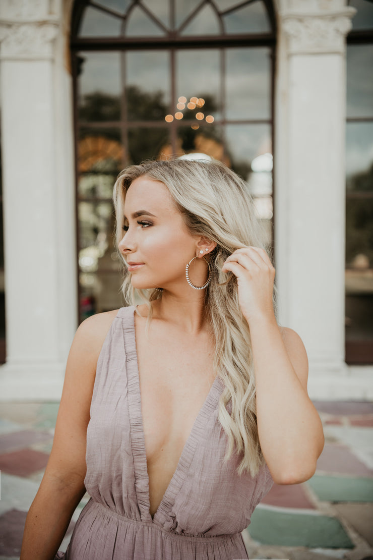 White Beaded Gold Hoop Earrings