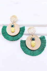 Pineapple Plated Tassel Drop Earrings