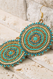 Boho Beaded Round Plated Earrings (Turquoise)