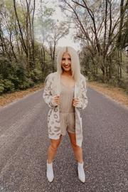 Ivory Knitted Leopard Print Cardigan