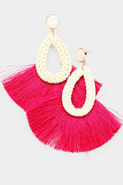 Woven Teardrop Tassel Earrings