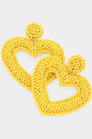 Heart Shaped Beaded Drop Earrings