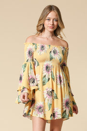 Spring It On Sunflower Bell Sleeve Dress