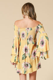 Spring It On Sunflower Bell Sleeve Dress