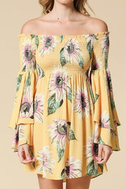 Spring It On Sunflower Bell Sleeve Dress