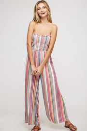 Spring It On Striped Strapless Jumpsuit