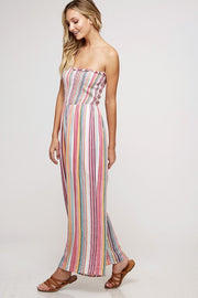 Spring It On Striped Strapless Jumpsuit