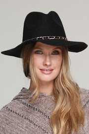 Faux Wool Panama Hat (Black)