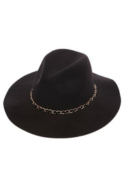 Faux Wool Panama Hat (Black)