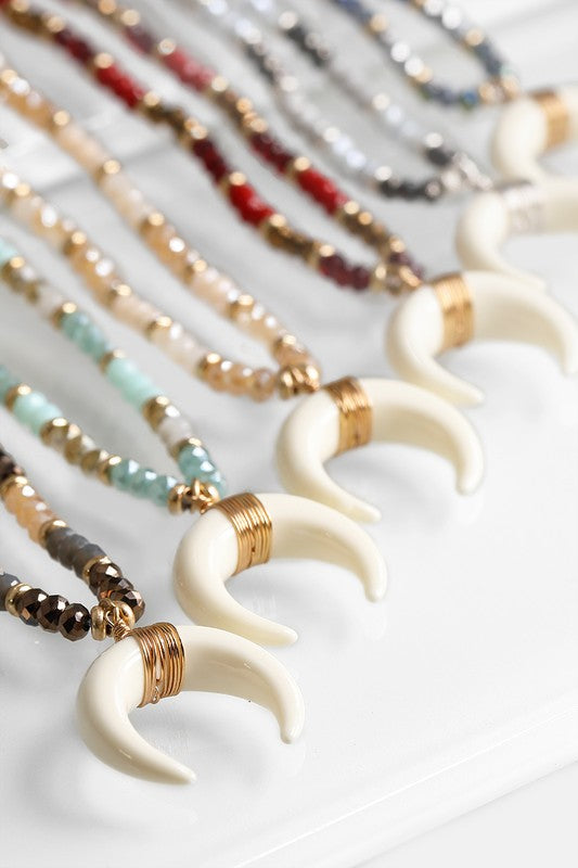 Crescent Horn Beaded Necklace