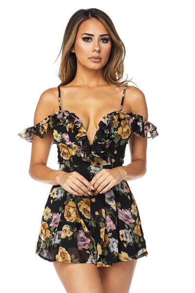 Kiss Me at Midnight Floral Romper